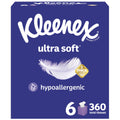 (3 pack) Kleenex Ultra Soft Facial Tissues, 6 Cube Boxes, 60 Tissues per Box, 3-Ply