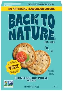 Back to Nature Original Stoneground Wheat Crackers, Plant Based Snack, 1pk