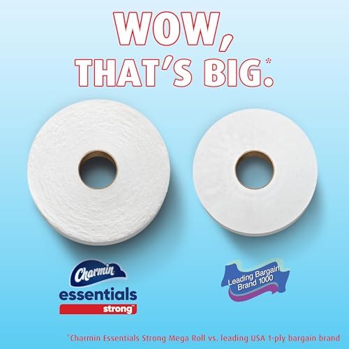 Charmin Essentials Strong Toilet Paper 6 Mega Rolls, 429 sheets per roll