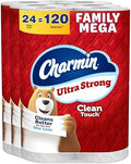 Charmin Ultra Strong Clean Touch Toilet Paper, 24 Family Mega Rolls = 120 Regular Rolls