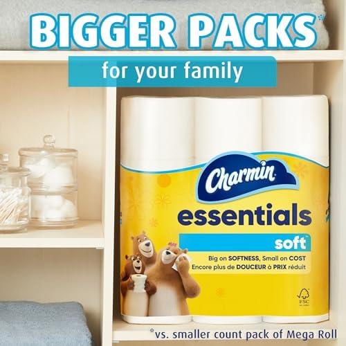 Charmin Essentials Soft Toilet Paper 6 Mega Rolls, 330 sheets per roll