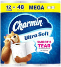 Charmin Ultra Soft Toilet Paper, 12 Mega Rolls = 24 Regular Rolls, 2-ply Bath Tissue