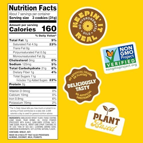 Back to Nature Fudge Striped Cookies Chocolate, Plant Based Snack 1pk