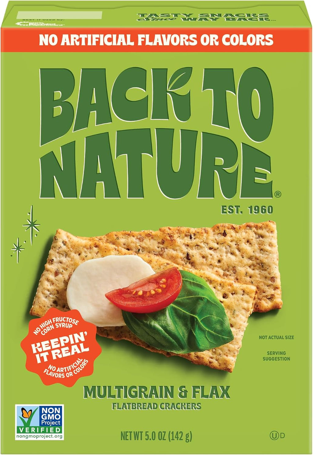 Back to Nature Multigrain Flatbread Crackers, Non-GMO, Plant-Based Snack Cracker, Made with Wheat Flour & Whole Grains, Snack Happy, 5oz Box