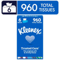 Kleenex Trusted Care 2-Ply Flat Box Facial Tissues, 6 Pack (960 Total Tissues)
