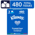 Kleenex Trusted Care 2-Ply Flat Box Facial Tissues, 3 Pack (480 Total Tissues)