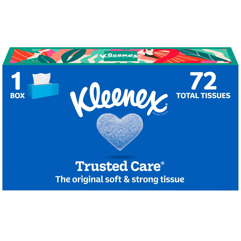 Kleenex Trusted Care 2-Ply Flat Box Facial Tissues, 1 Pack (72 Total Tissues)