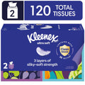 Kleenex Ultra Soft Facial Tissues, 2 Cube Boxes, 60 Tissues per Box, 3-Ply