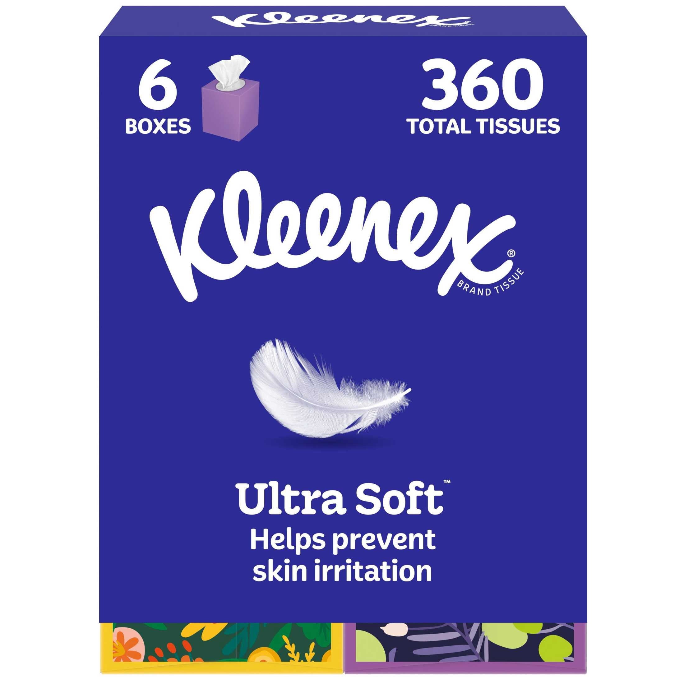 Kleenex Ultra Soft Facial Tissues, 4 Cube Boxes, 60 Tissues per Box, 3-Ply